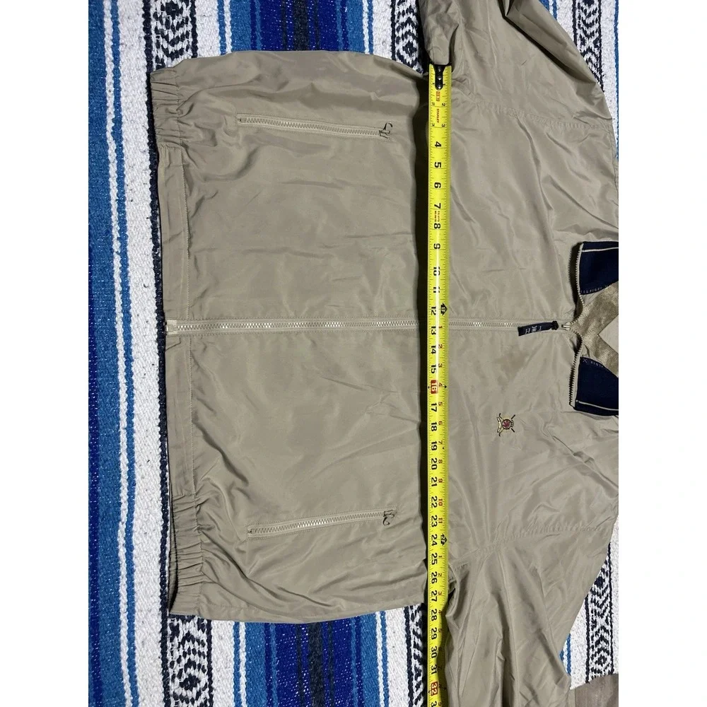 Vintage Tommy Hilfiger Golf Jacket Mens 2XL Beige Windbreaker Full Zip Crest